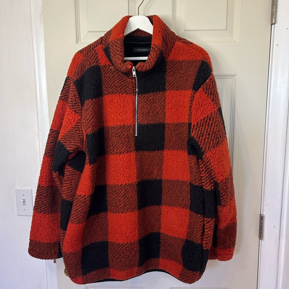 Luxe Lumber-Jack Chic: Oversized Half-Zip Women’s Fleece
